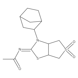 N-[(2E)-3-(bicyclo[2.2.1]hept-2-yl)-5,5-dioxidotetrahydrothieno[3,4-d][1,3]thiazol-2(3H)-ylidene]acetamide结构式