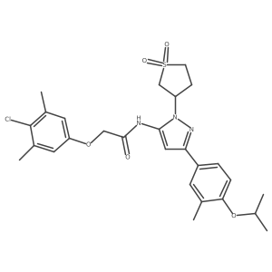 2-(4-chloro-3,5-dimethylphenoxy)-N-{1-(1,1-dioxidotetrahydrothiophen-3-yl)-3-[3-methyl-4-(propan-2-yloxy)phenyl]-1H-pyrazol-5-yl}acetamide Structure
