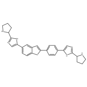 2-((S)-Pyrrolidin-2-yl)-4-(4-(5-(2-((S)-pyrrolidin-2-yl)-1H-imidazol-4-yl)benzofuran-2-yl)phenyl)-1H-imidazole结构式