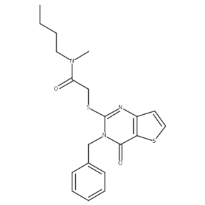 2-({3-benzyl-4-oxo-3H,4H-thieno[3,2-d]pyrimidin-2-yl}sulfanyl)-N-butyl-N-methylacetamide结构式