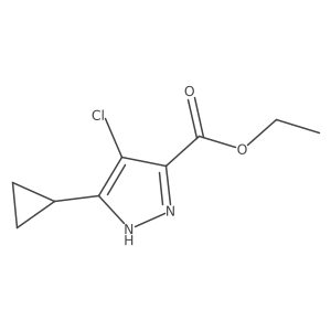 ethyl 4-chloro-3-cyclopropyl-1H-pyrazole-5-carboxylate结构式