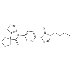 N-(4-(4-(2-methoxyethyl)-5-oxo-4,5-dihydro-1H-tetrazol-1-yl)phenyl)-1-(thiophen-2-yl)cyclopentanecarboxamide结构式