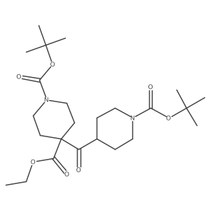 1-Tert-butyl 4-ethyl 4-(1-(tert-butoxycarbonyl)piperidine-4-carbonyl)piperidine-1,4-dicarboxylate结构式