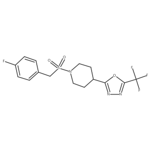 2-(1-((4-Fluorobenzyl)sulfonyl)piperidin-4-yl)-5-(trifluoromethyl)-1,3,4-oxadiazole结构式