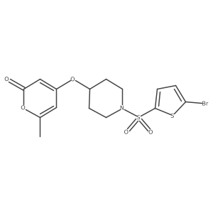 4-((1-((5-bromothiophen-2-yl)sulfonyl)piperidin-4-yl)oxy)-6-methyl-2H-pyran-2-one结构式