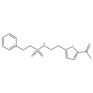 N-(2-(5-acetylthiophen-2-yl)ethyl)-2-phenylethanesulfonamide结构式