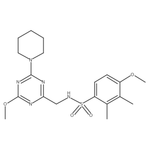 4-methoxy-N-((4-methoxy-6-(piperidin-1-yl)-1,3,5-triazin-2-yl)methyl)-2,3-dimethylbenzenesulfonamide结构式