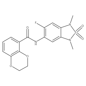 N-(6-fluoro-1,3-dimethyl-2,2-dioxido-1,3-dihydrobenzo[c][1,2,5]thiadiazol-5-yl)-2,3-dihydrobenzo[b][1,4]dioxine-5-carboxamide结构式