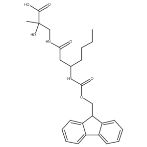 3-[(3R)-3-({[(9H-fluoren-9-yl)methoxy]carbonyl}amino)heptanamido]-2-hydroxy-2-methylpropanoic acid Structure