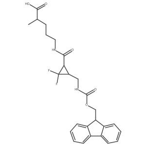 5-({3-[({[(9H-fluoren-9-yl)methoxy]carbonyl}amino)methyl]-2,2-difluorocyclopropyl}formamido)-2-methylpentanoic acid结构式