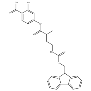 4-[4-({[(9H-fluoren-9-yl)methoxy]carbonyl}amino)-2-methylbutanamido]-2-hydroxybenzoic acid结构式
