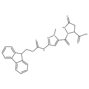 2-[3-({[(9H-fluoren-9-yl)methoxy]carbonyl}amino)-1-methyl-1H-pyrazole-5-carbonyl]-5-oxopyrazolidine-3-carboxylic acid Structure