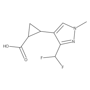 rac-(1R,2R)-2-[3-(difluoromethyl)-1-methyl-1H-pyrazol-4-yl]cyclopropane-1-carboxylic acid结构式