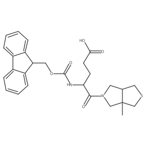 rac-5-[(3aR,6aS)-3a-methyl-hexahydro-1H-thieno[3,4-c]pyrrol-5-yl]-4-({[(9H-fluoren-9-yl)methoxy]carbonyl}amino)-5-oxopentanoic acid结构式