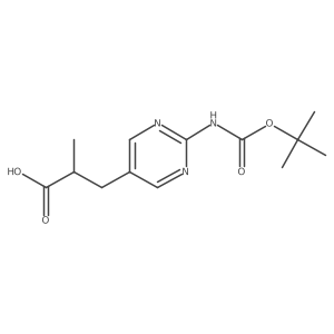 3-(2-{[(Tert-butoxy)carbonyl]amino}pyrimidin-5-yl)-2-methylpropanoic acid结构式