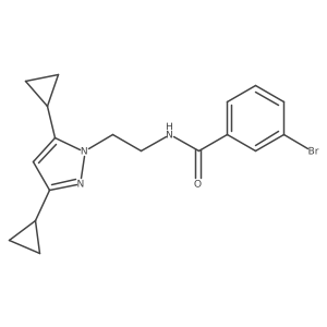 3-bromo-N-(2-(3,5-dicyclopropyl-1H-pyrazol-1-yl)ethyl)benzamide结构式