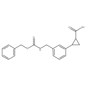 rac-(1R,2R)-2-[3-({[(benzyloxy)carbonyl]amino}methyl)phenyl]cyclopropane-1-carboxylic acid结构式