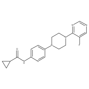 N-{5-[4-(5-fluoropyrimidin-4-yl)piperazin-1-yl]pyridin-2-yl}cyclopropanecarboxamide结构式