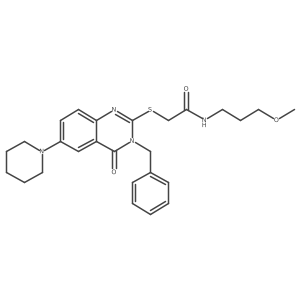 2-((3-benzyl-4-oxo-6-(piperidin-1-yl)-3,4-dihydroquinazolin-2-yl)thio)-N-(3-methoxypropyl)acetamide Structure