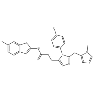 2-((4-(4-fluorophenyl)-5-((1-methyl-1H-pyrrol-2-yl)methyl)-4H-1,2,4-triazol-3-yl)thio)-N-(6-methylbenzo[d]thiazol-2-yl)acetamide结构式