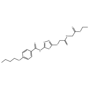 ethyl 2-[[2-[[5-[(4-butoxybenzoyl)amino]-1,3,4-thiadiazol-2-yl]sulfanyl]acetyl]amino]acetate结构式