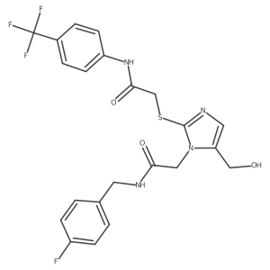 2-{[1-({[(4-fluorophenyl)methyl]carbamoyl}methyl)-5-(hydroxymethyl)-1H-imidazol-2-yl]sulfanyl}-N-[4-(trifluoromethyl)phenyl]acetamide Structure