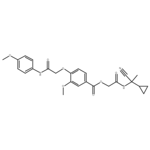 [(1-Cyano-1-cyclopropylethyl)carbamoyl]methyl 3-methoxy-4-{[(4-methoxyphenyl)carbamoyl]methoxy}benzoate Structure