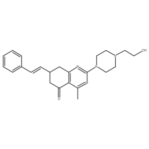 2-[4-(2-hydroxyethyl)piperazin-1-yl]-4-methyl-7-[(E)-2-phenylethenyl]-7,8-dihydroquinazolin-5(6H)-one Structure