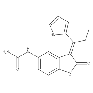 [(3Z)-2-oxo-3-[1-(1H-pyrrol-2-yl)propylidene]-2,3-dihydro-1H-indol-5-yl]urea结构式