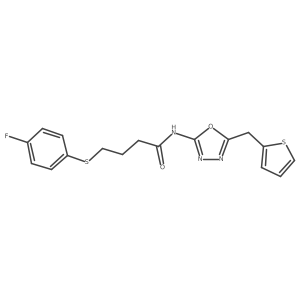 4-((4-fluorophenyl)thio)-N-(5-(thiophen-2-ylmethyl)-1,3,4-oxadiazol-2-yl)butanamide结构式