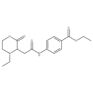 Ethyl 4-{[(4-ethyl-2-oxomorpholin-3-yl)acetyl]amino}benzoate Structure