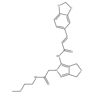 (Z)-3-(benzo[d][1,3]dioxol-5-yl)-N-(2-(2-((2-methoxyethyl)amino)-2-oxoethyl)-4,6-dihydro-2H-thieno[3,4-c]pyrazol-3-yl)acrylamide Structure