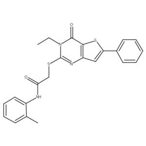 2-({3-ethyl-4-oxo-6-phenyl-3H,4H-thieno[3,2-d]pyrimidin-2-yl}sulfanyl)-N-(2-methylphenyl)acetamide结构式