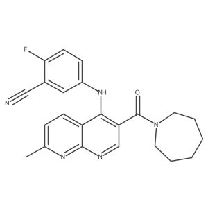 5-((3-(Azepane-1-carbonyl)-7-methyl-1,8-naphthyridin-4-yl)amino)-2-fluorobenzonitrile Structure