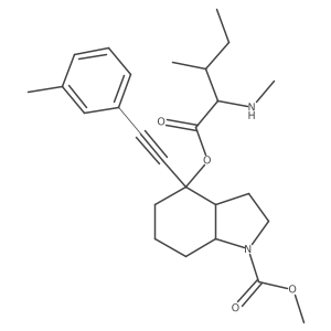 methyl (3aR,4S,7aR)-4-{[(2S,3S)-3-methyl-2-(methylamino)pentanoyl]oxy}-4-[2-(3-methylphenyl)ethynyl]-octahydro-1H-indole-1-carboxylate结构式
