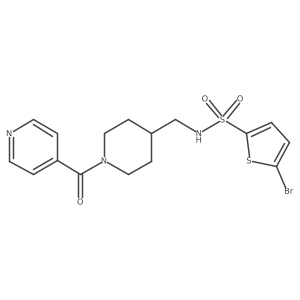 5-bromo-N-((1-isonicotinoylpiperidin-4-yl)methyl)thiophene-2-sulfonamide Structure