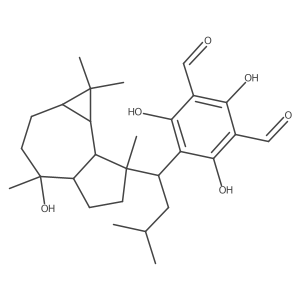 2,4,6-Trihydroxy-5-[1-(4-hydroxy-1,1,4,7-tetramethyl-1a,2,3,4a,5,6,7a,7b-octahydrocyclopropa[h]azulen-7-yl)-3-methylbutyl]benzene-1,3-dicarbaldehyde结构式