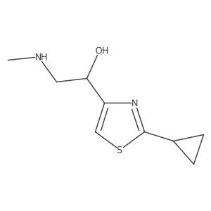 1-(2-Cyclopropyl-1,3-thiazol-4-yl)-2-(methylamino)ethan-1-ol结构式