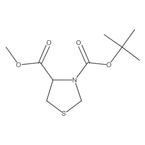3-Tert-butyl 4-methyl (4R)-1,3-thiazolidine-3,4-dicarboxylate结构式