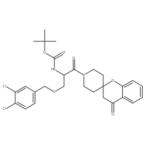 (S)-1'-[2-t-Butoxycarbonylamino-3-(3,4-dichlorobenzyloxy)propionyl]spiro[2H-1-benzopyran-2,4'-piperidin]-4-(3H)-one结构式