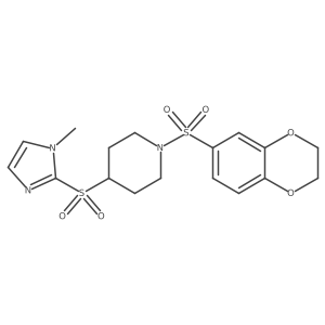 1-((2,3-dihydrobenzo[b][1,4]dioxin-6-yl)sulfonyl)-4-((1-methyl-1H-imidazol-2-yl)sulfonyl)piperidine结构式