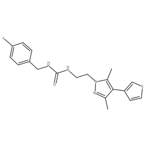 1-(2-(3,5-dimethyl-4-(thiophen-3-yl)-1H-pyrazol-1-yl)ethyl)-3-(4-fluorobenzyl)urea结构式