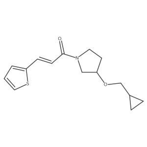 (E)-1-(3-(cyclopropylmethoxy)pyrrolidin-1-yl)-3-(thiophen-2-yl)prop-2-en-1-one结构式