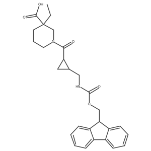 3-ethyl-1-{2-[({[(9H-fluoren-9-yl)methoxy]carbonyl}amino)methyl]cyclopropanecarbonyl}piperidine-3-carboxylic acid Structure