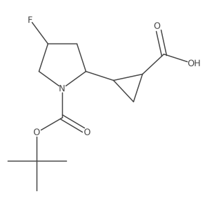 (1RS,2RS)-2-[(4R)-1-[(tert-butoxy)carbonyl]-4-fluoropyrrolidin-2-yl]cyclopropane-1-carboxylic acid Structure