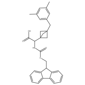 2-[3-[(3,5-Dimethylphenyl)methyl]-1-bicyclo[1.1.1]pentanyl]-2-(9H-fluoren-9-ylmethoxycarbonylamino)acetic acid Structure
