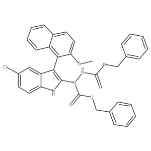 Dibenzyl 1-(5-chloro-3-(2-methoxynaphthalen-1-yl)-1H-indol-2-yl)hydrazine-1,2-dicarboxylate Structure
