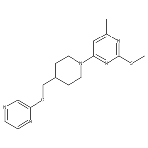 4-Methyl-2-(methylsulfanyl)-6-{4-[(pyrazin-2-yloxy)methyl]piperidin-1-yl}pyrimidine结构式