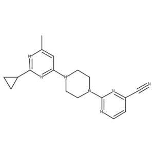 2-[4-(2-Cyclopropyl-6-methylpyrimidin-4-yl)piperazin-1-yl]pyrimidine-4-carbonitrile结构式