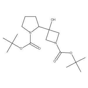 Tert-butyl 2-{1-[(tert-butoxy)carbonyl]-3-hydroxyazetidin-3-yl}pyrrolidine-1-carboxylate结构式